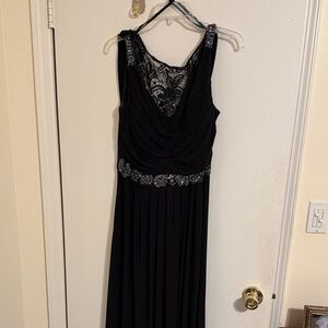 Cachet Black long Dress with Silver beaded 
Lace back